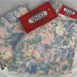 NWT Vtg 90s Zena Floral Denim High Waist Bermuda Shorts Capri Sz 7 Cottagecore
